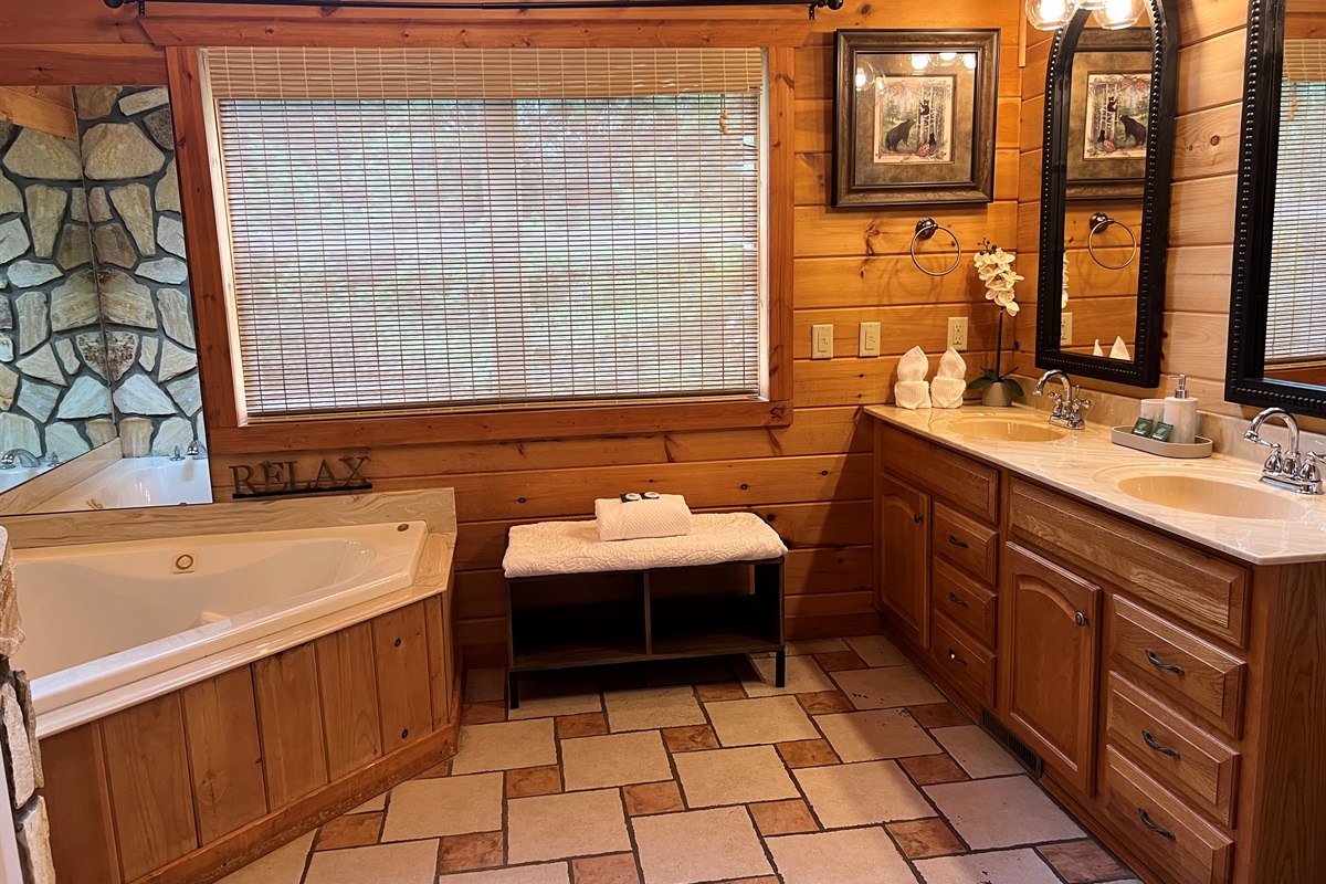 Soak, relax, aR"Recharge in our large luxury bath spa.”