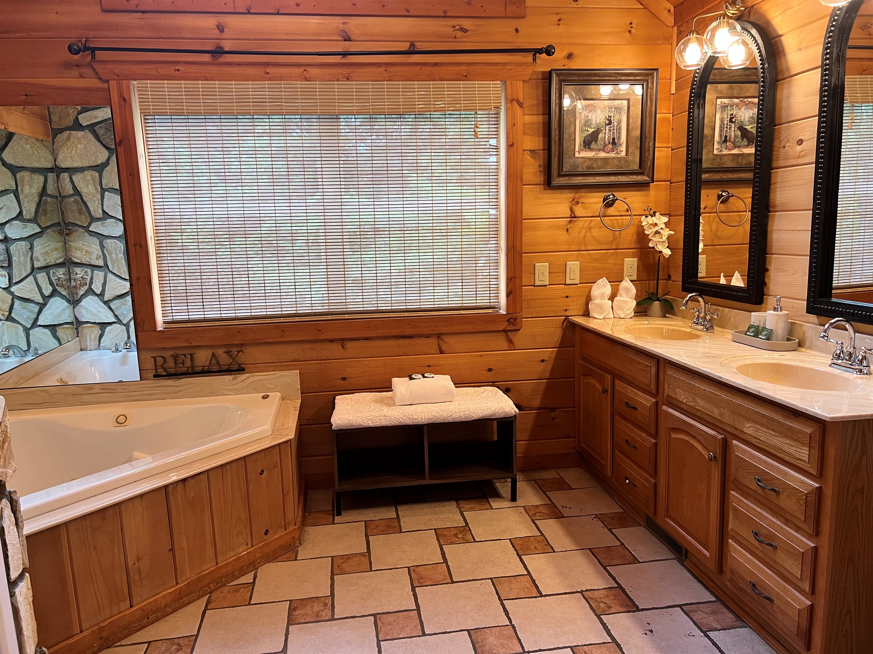 Soak, relax, aR"Recharge in our large luxury bath spa.”
