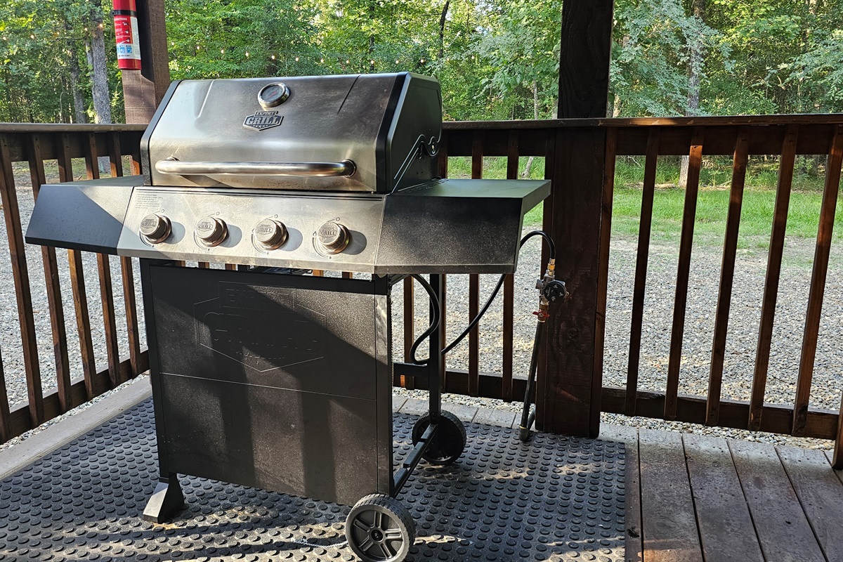 Propane BBQ grill directly connected to house for always available gas.