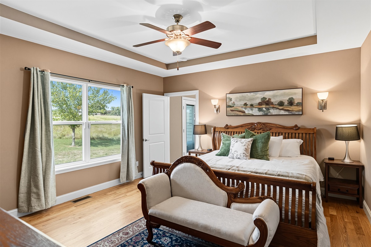 Main level king suite with ensuite bath. Easy access and ultimate comfort just steps from the living area.