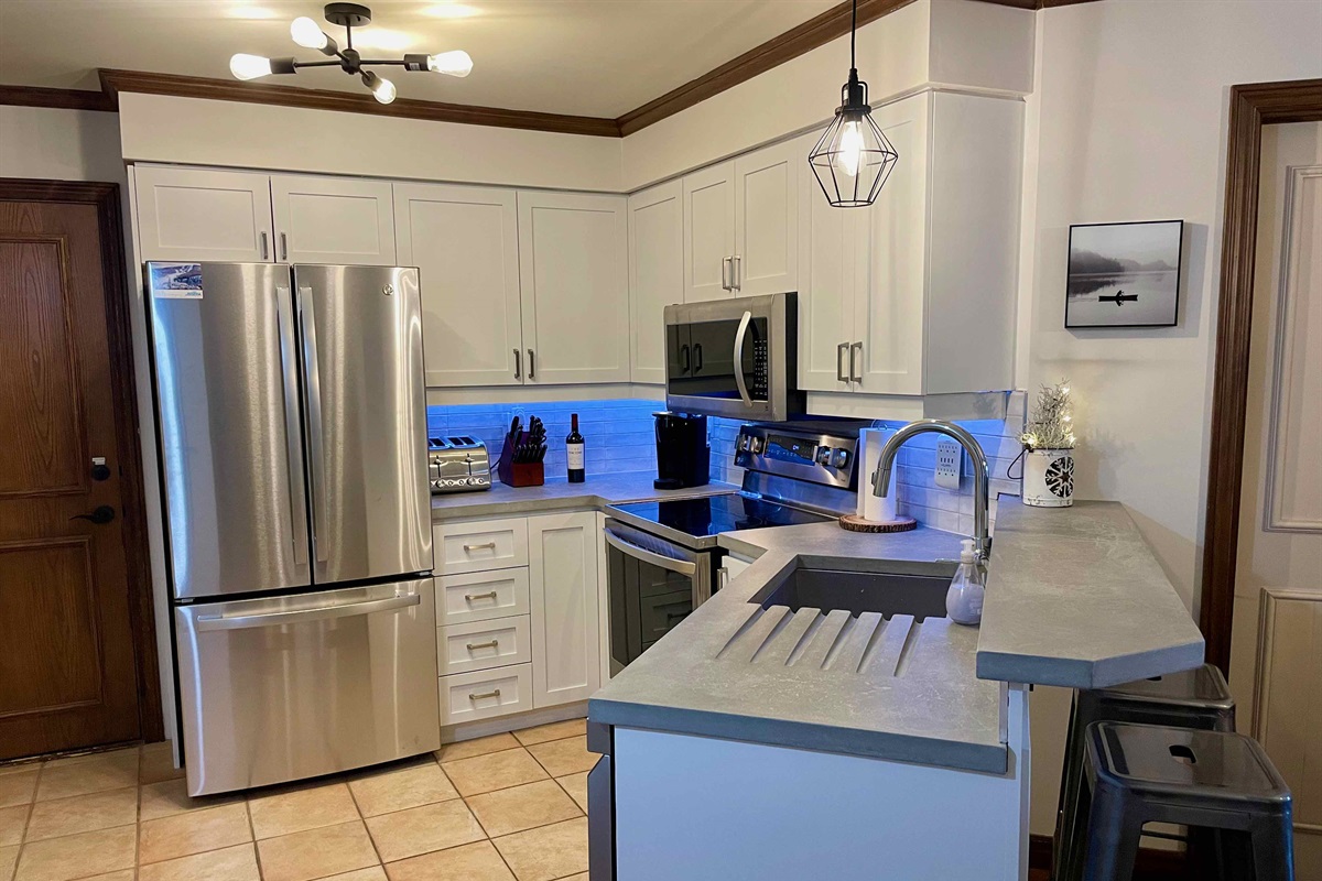 Brand new kitchen with beautiful concrete countertops
