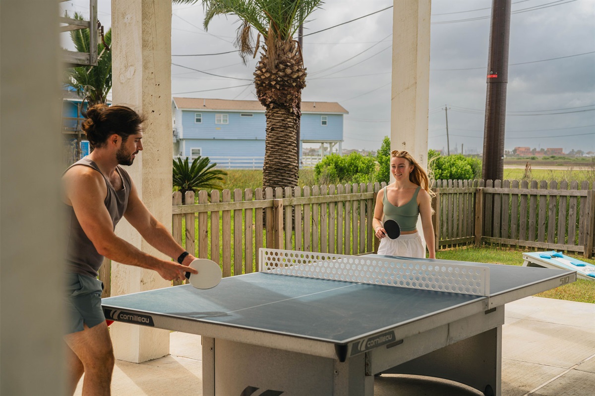 Ping pong rally under the house — the family tournament has finally met its venue.