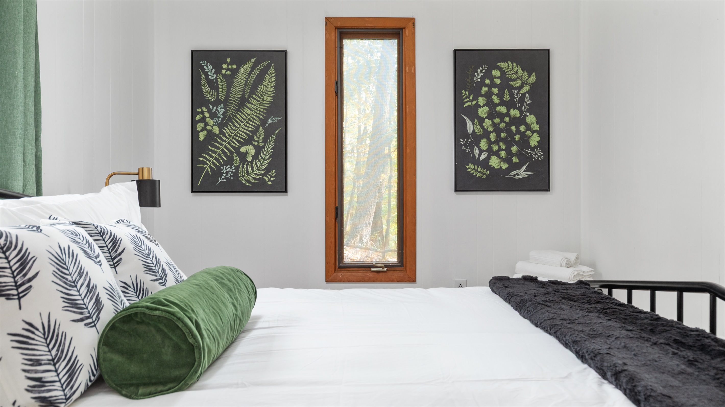 Queen bedroom with attached half bath—rest easy in comfort and style.