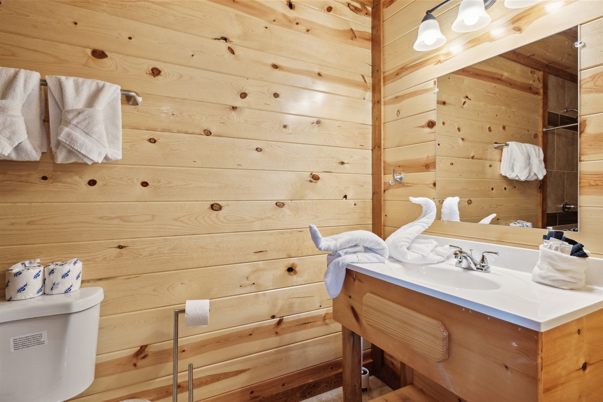 Modern ensuite with walk-in shower.
