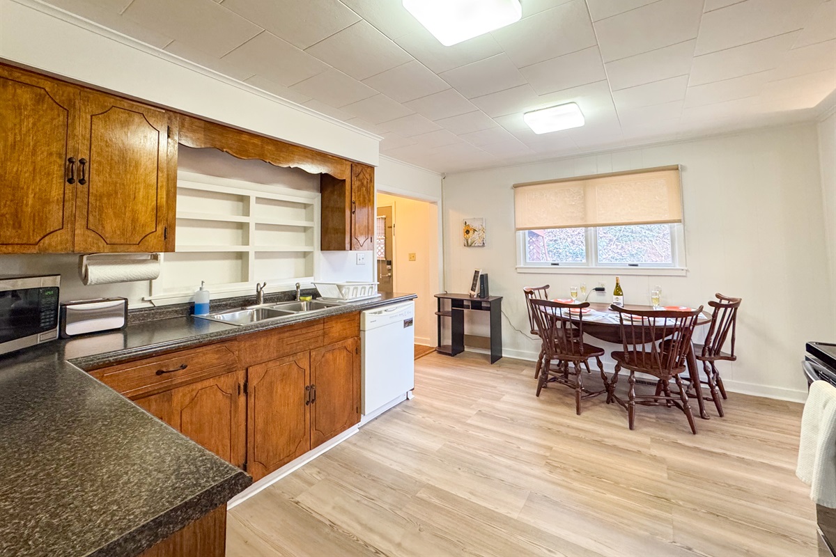 The kitchen is fully stocked with basics to prepare a meal for you and your family!