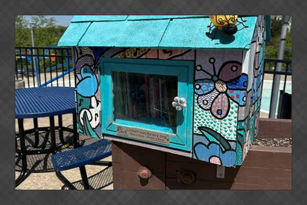 Forgot your summer read? Visit the little library just outside the pool.