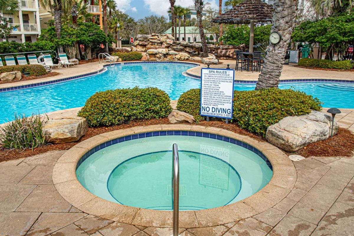 Soak in the hot tub after a day in the sun