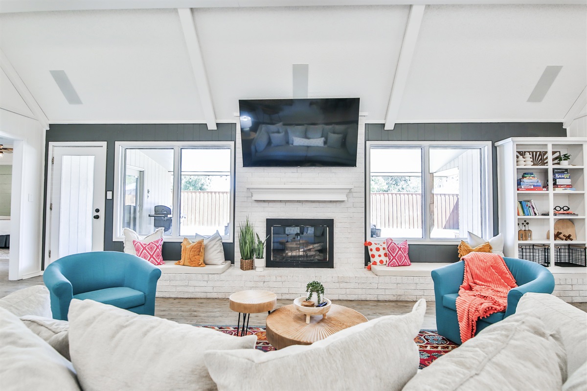 Living room looking into backyard 