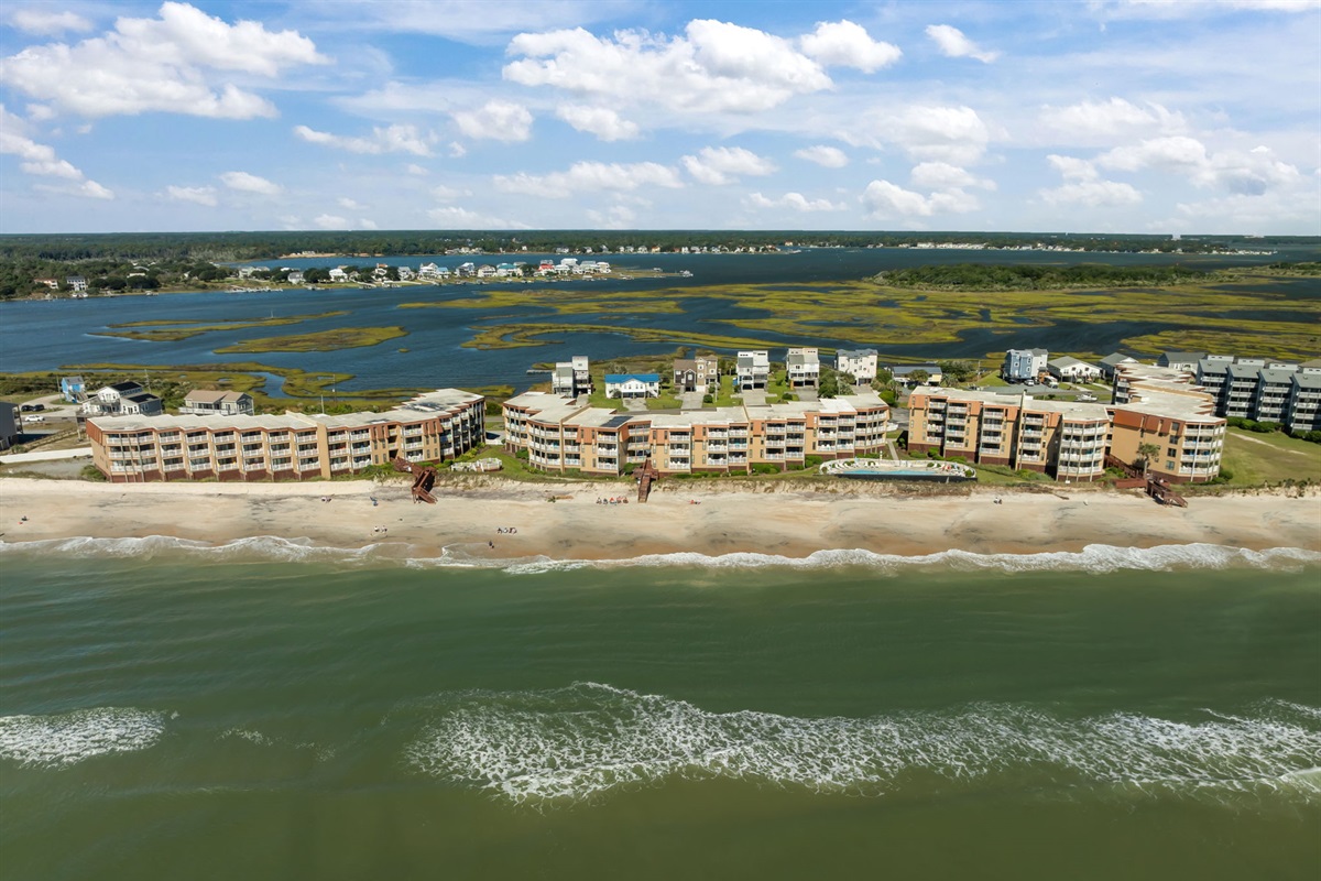 Steps to the beach, sound views in back