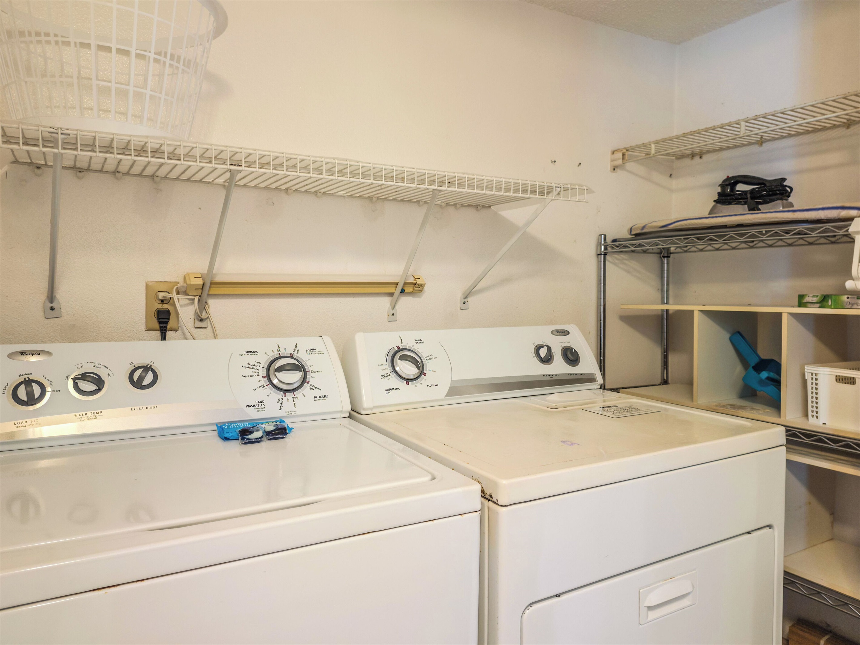 We have a washer and dryer. Just in case you run out of swimsuits. And an iron.