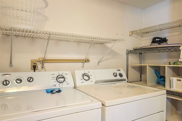 We have a washer and dryer. Just in case you run out of swimsuits. And an iron.