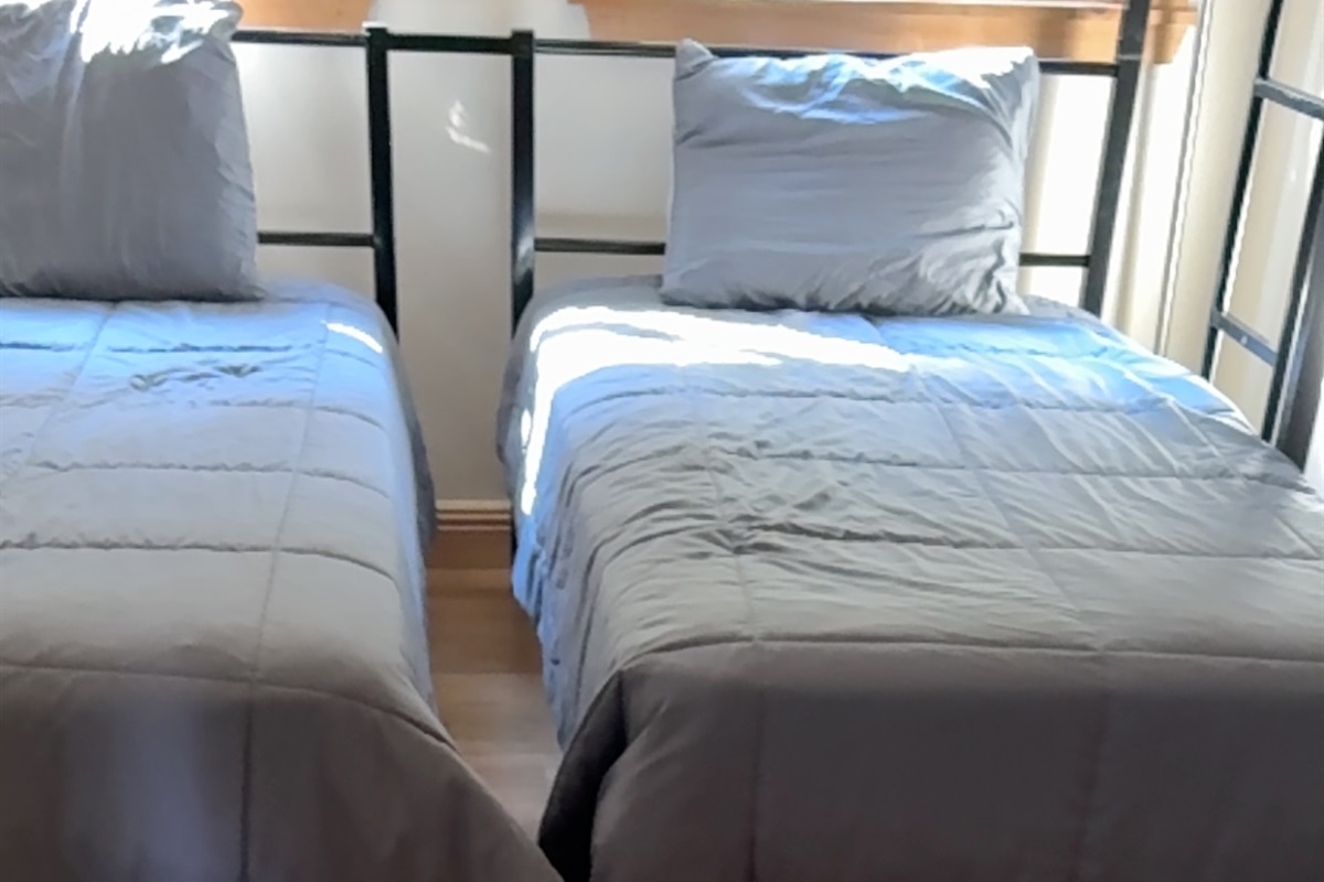 Comfortable twin beds with fresh linens and natural light, providing a restful space after work or outdoor activities.