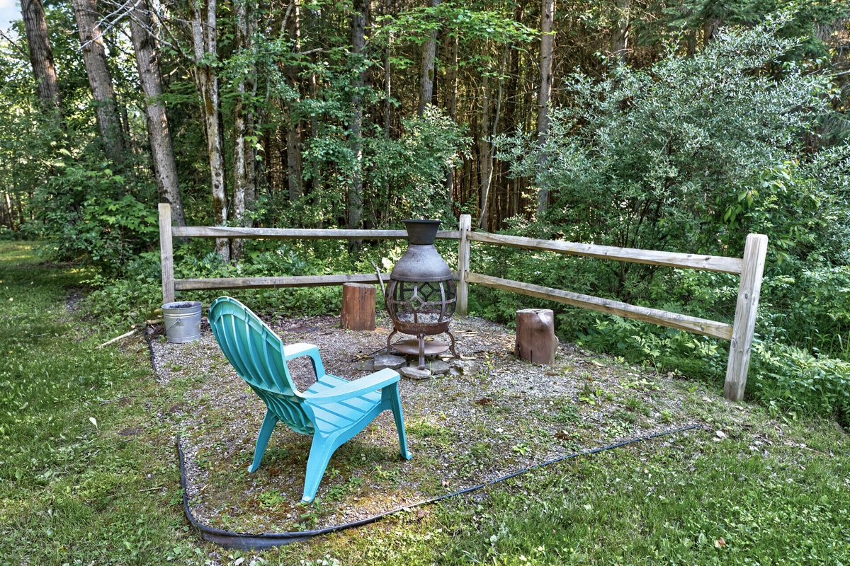 Chair beside the outdoor firepit