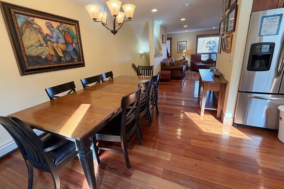 Large dining table with seating for 10