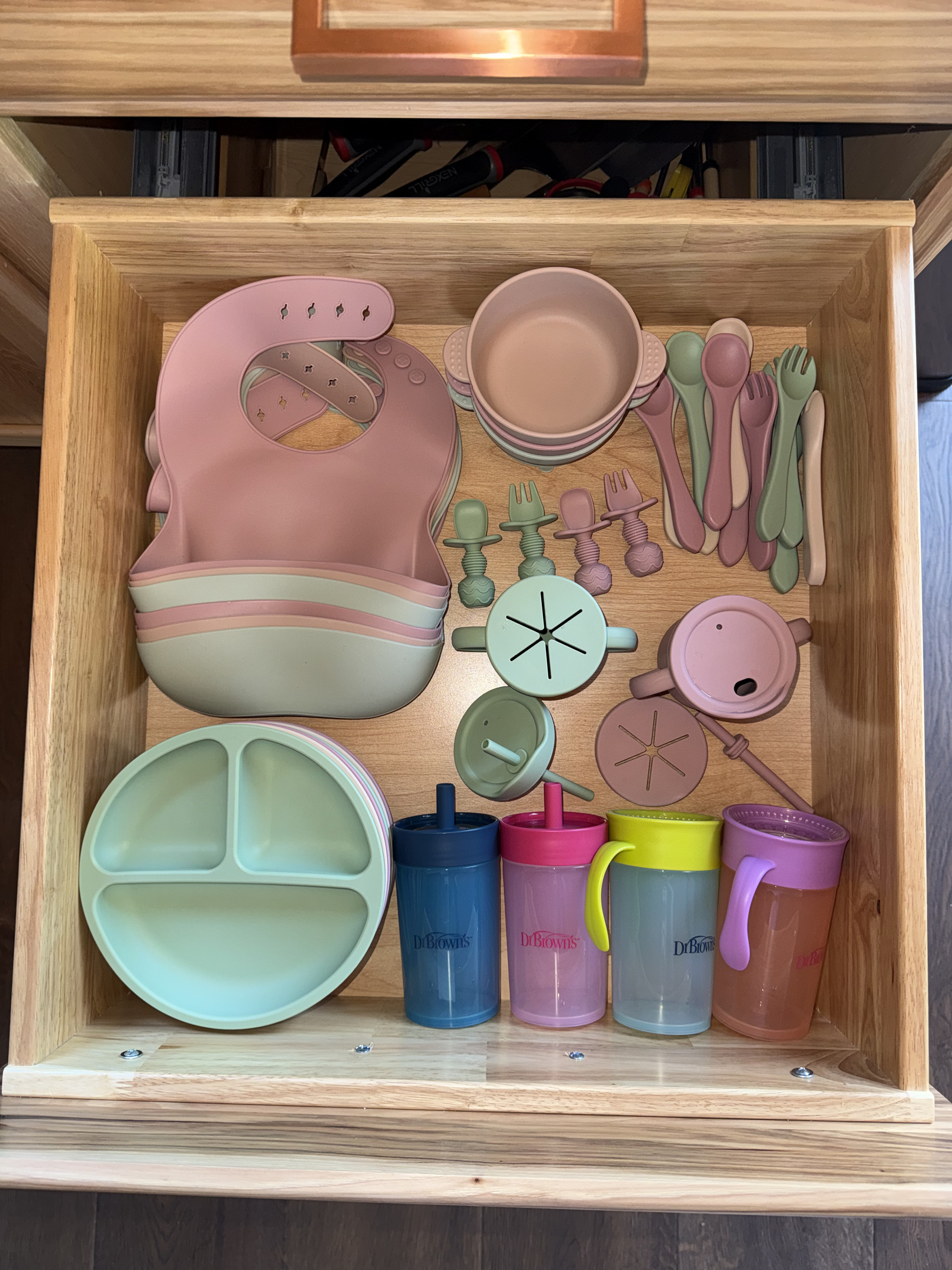 Infant / Children's Meal Necessities  - Silicone BPA free, suction cup plates & bowls, bibs, spoons and forks. Sippy Cups, Straw cups, snack cups. Two High Chairs will complement babies meal time perfectly!