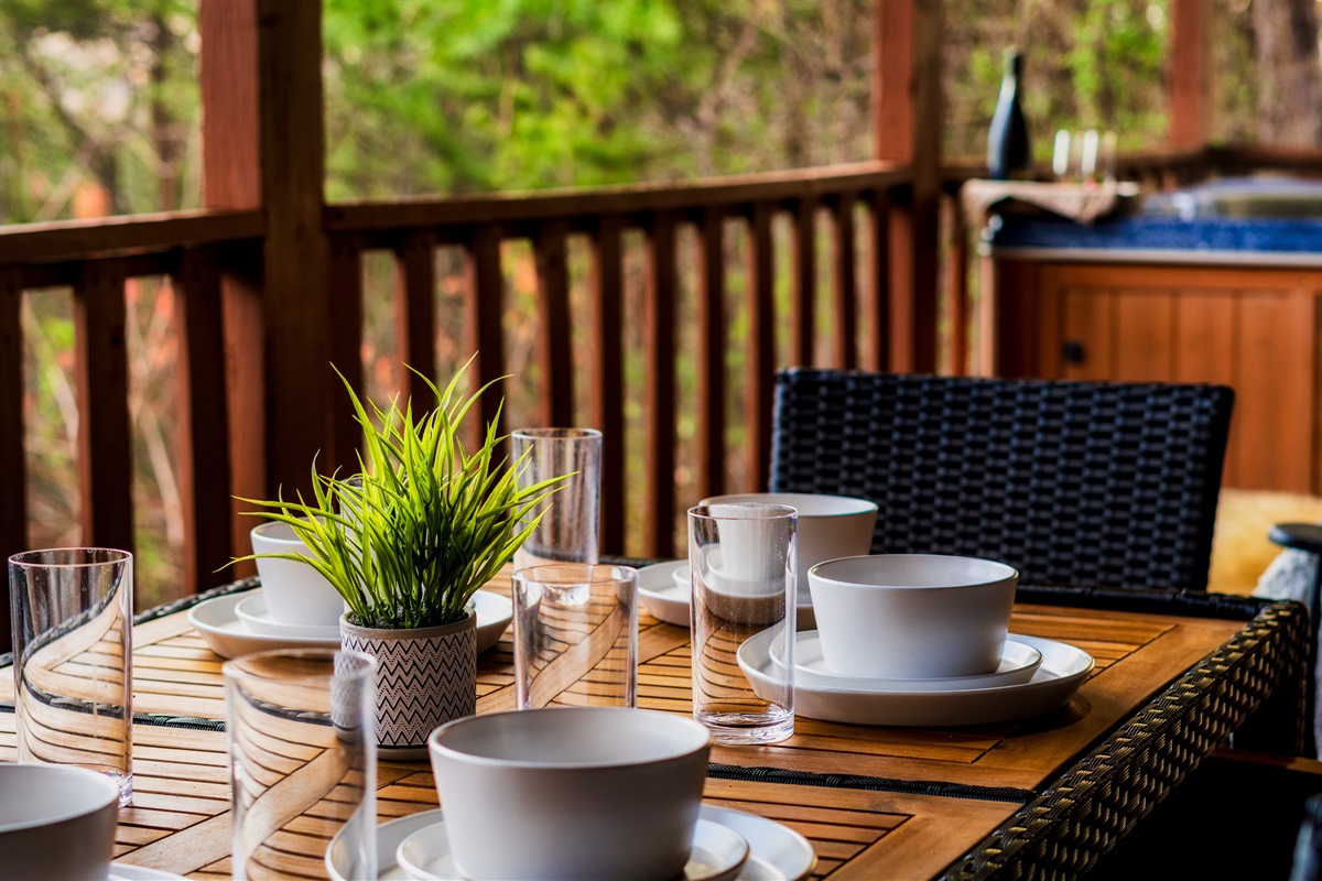 The big cabin has beautiful views…We enjoyed relaxing on the deck with our morning coffee.