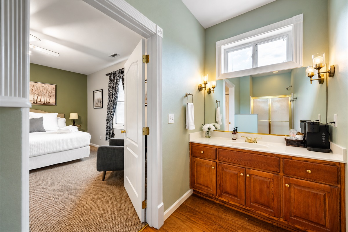 Enjoy the privacy and comfort of your own bathroom, ensuring a relaxing stay.