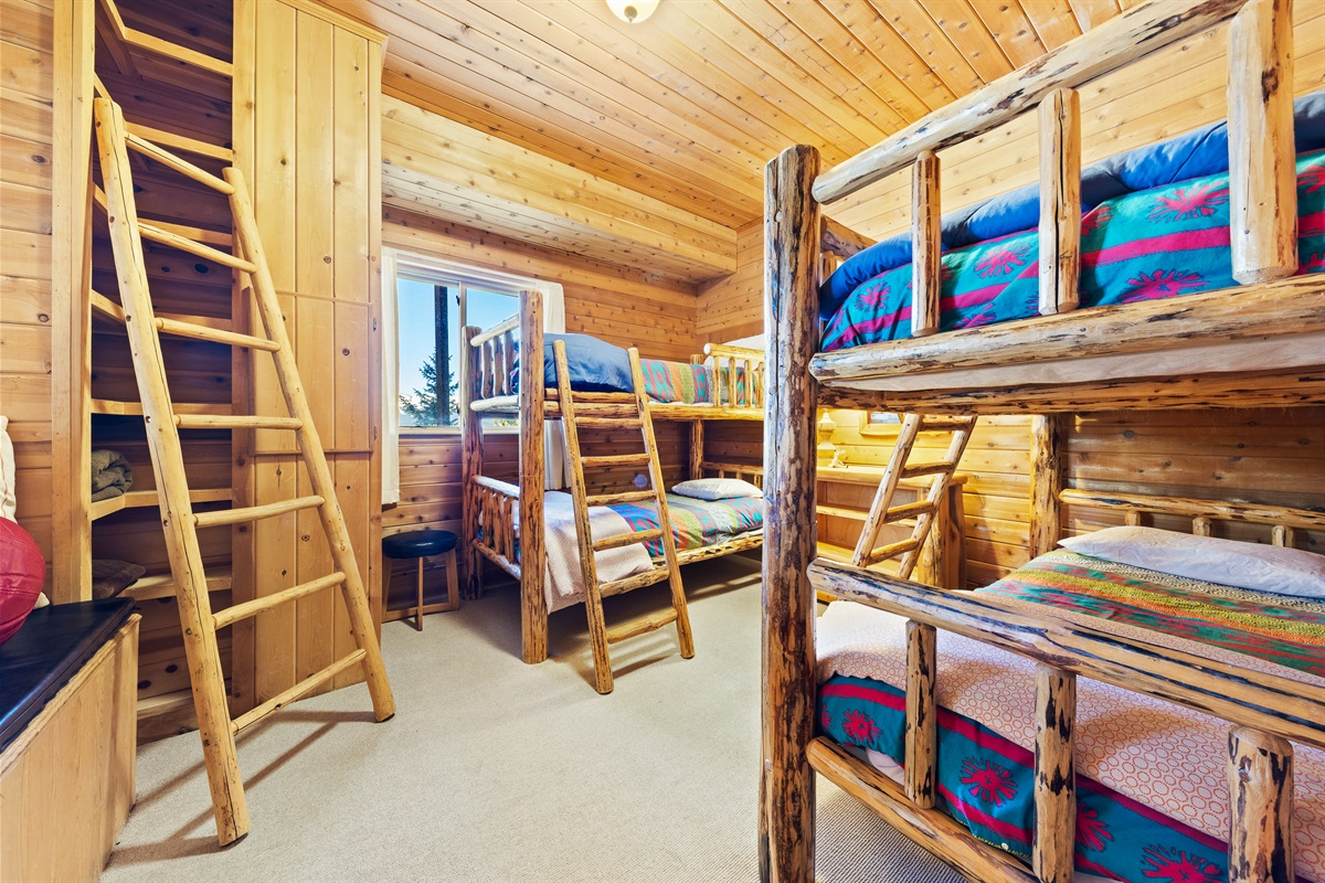 Bedroom #5 on lower level with two sets of twin bunk beds