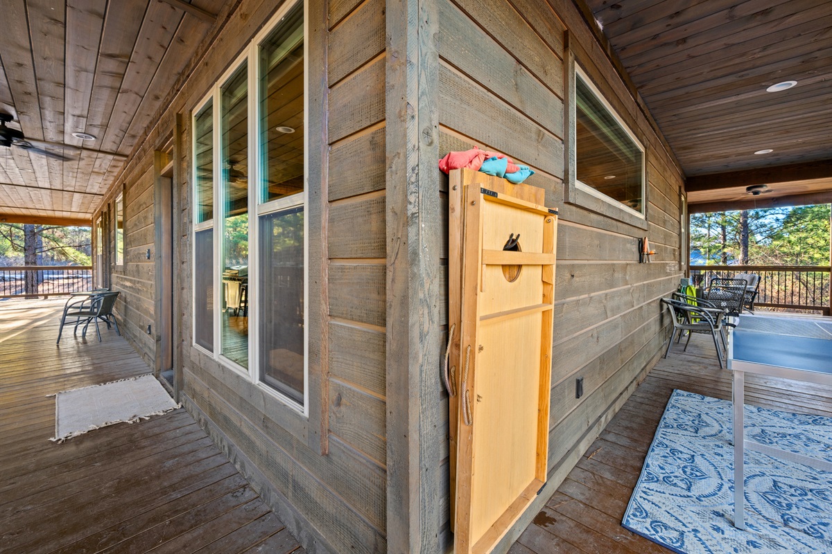 This covered deck gives you room to spread out, relax, and enjoy being outside no matter what the weather decides to do.