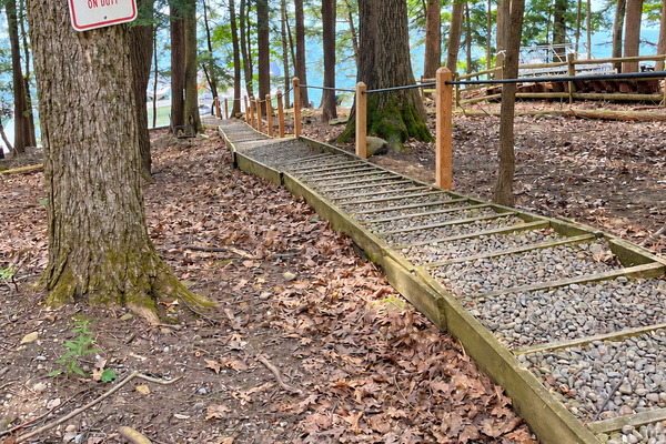 A few minutes’ walk from the cottage brings you to these stairs leading down to the shared waterfront.