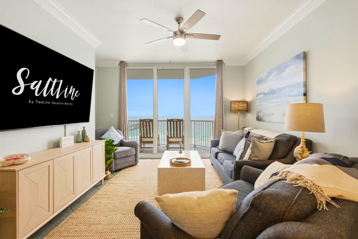 Movie nights, afternoon naps, or simply enjoying the view&mdash;this living room is ready for whatever vacation pace you choose.