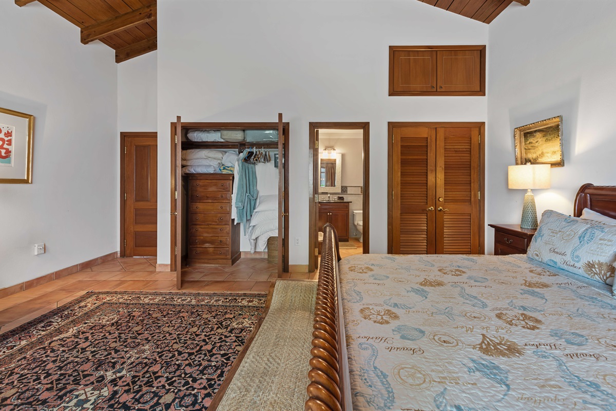 It's stocked with extra pillows and blankets.