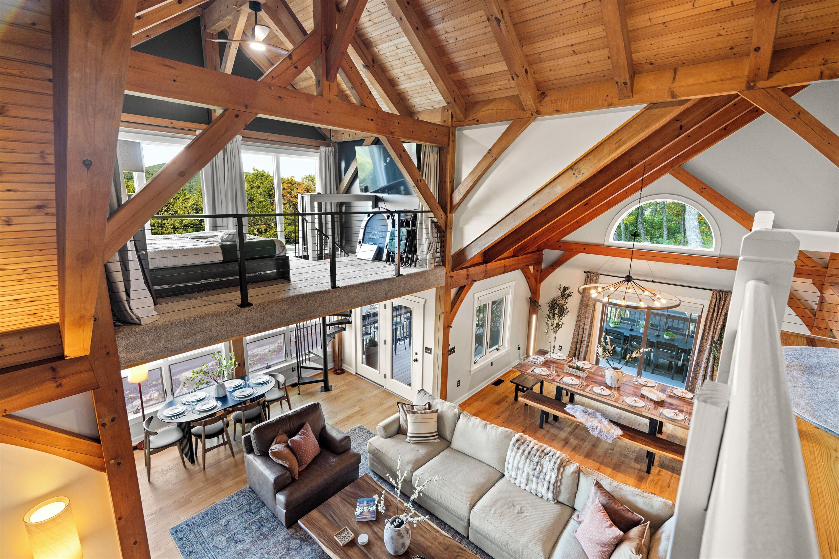 View of living room from upper level