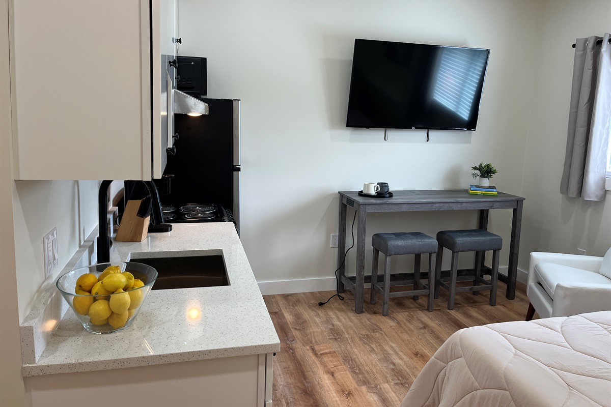 Kitchen and living area