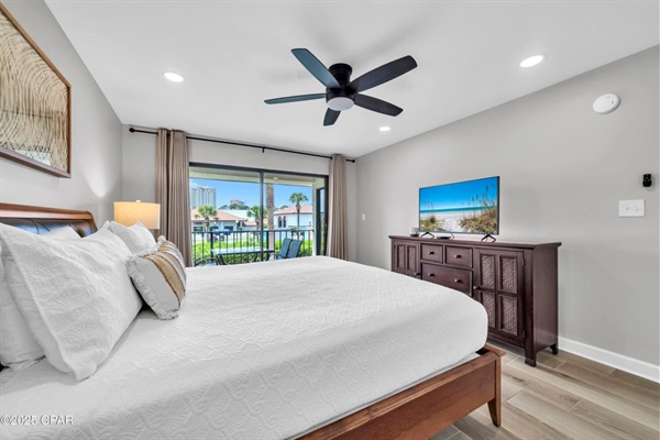 King bedroom with smart TV