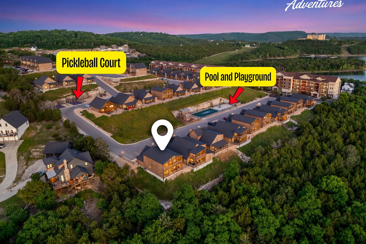 Pickleball court, Pool and Playground