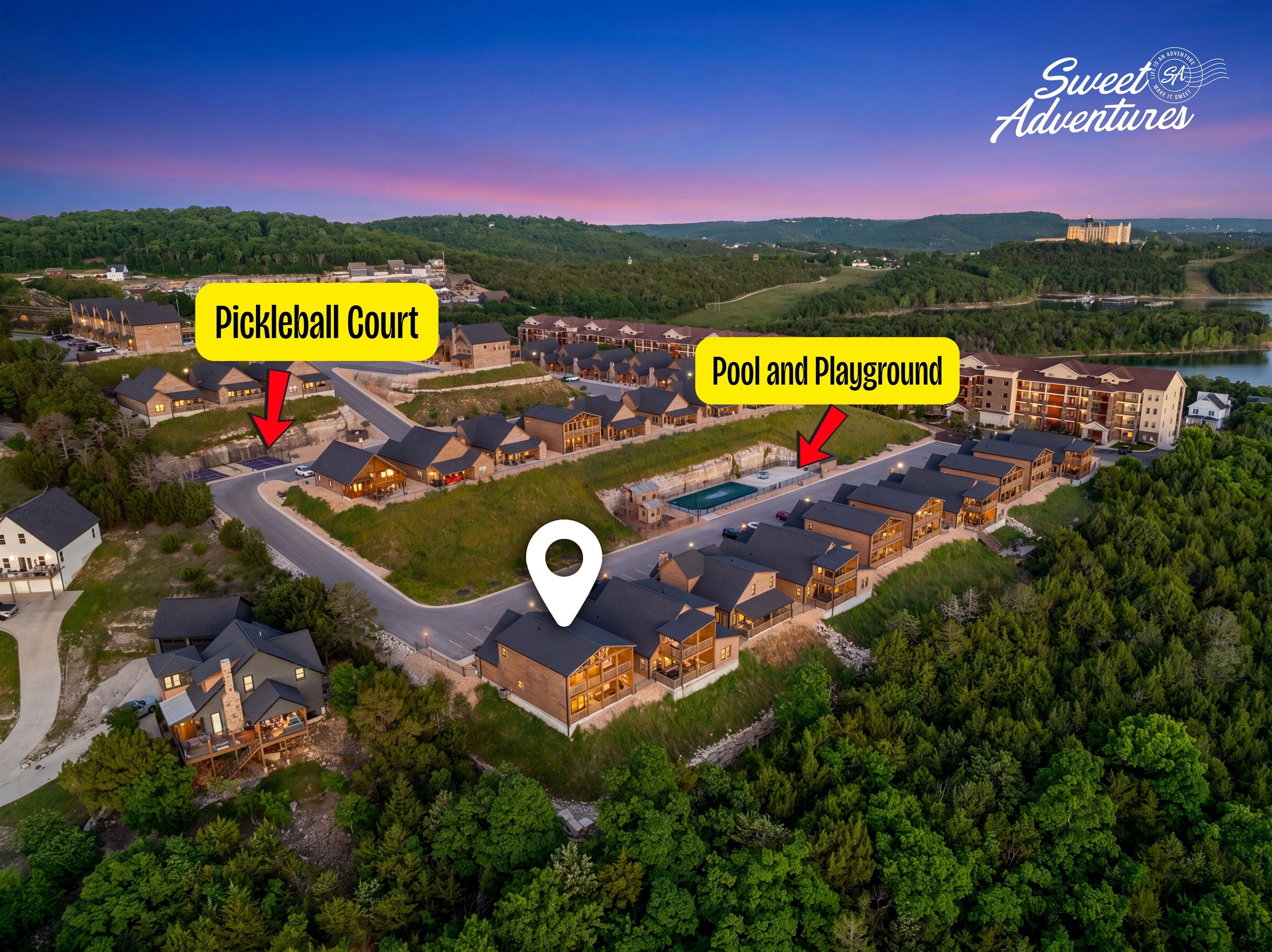 Pickleball court, Pool and Playground