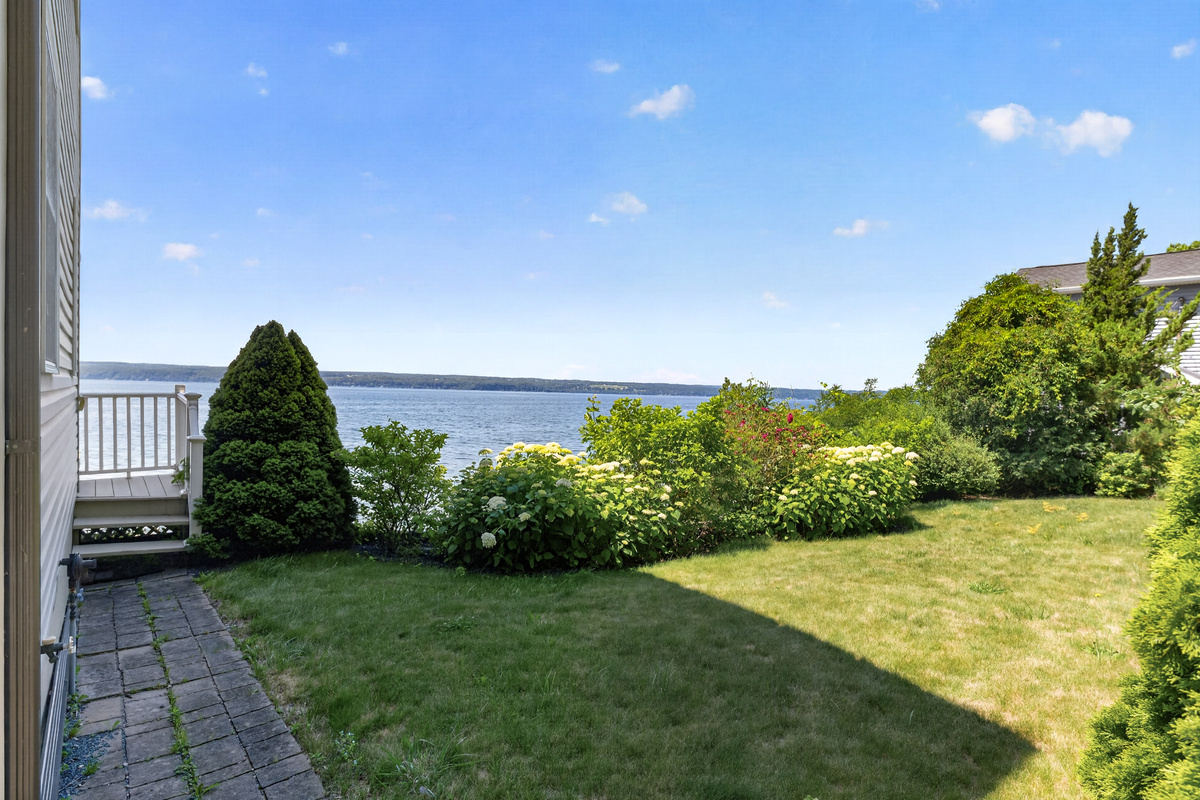 Sloping lawn leading toward the lake