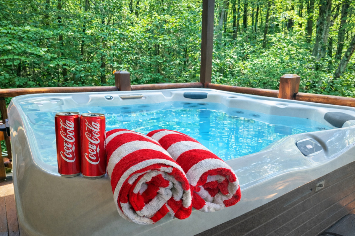 8 person covered hot tub for relaxing in any type of weather.