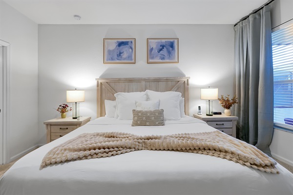 Primary king bedroom with ensuite bath