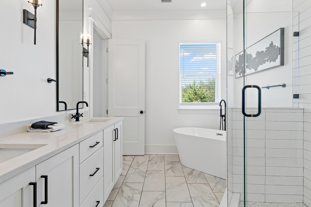 Clean, Modern Bathroom with Walk In Shower