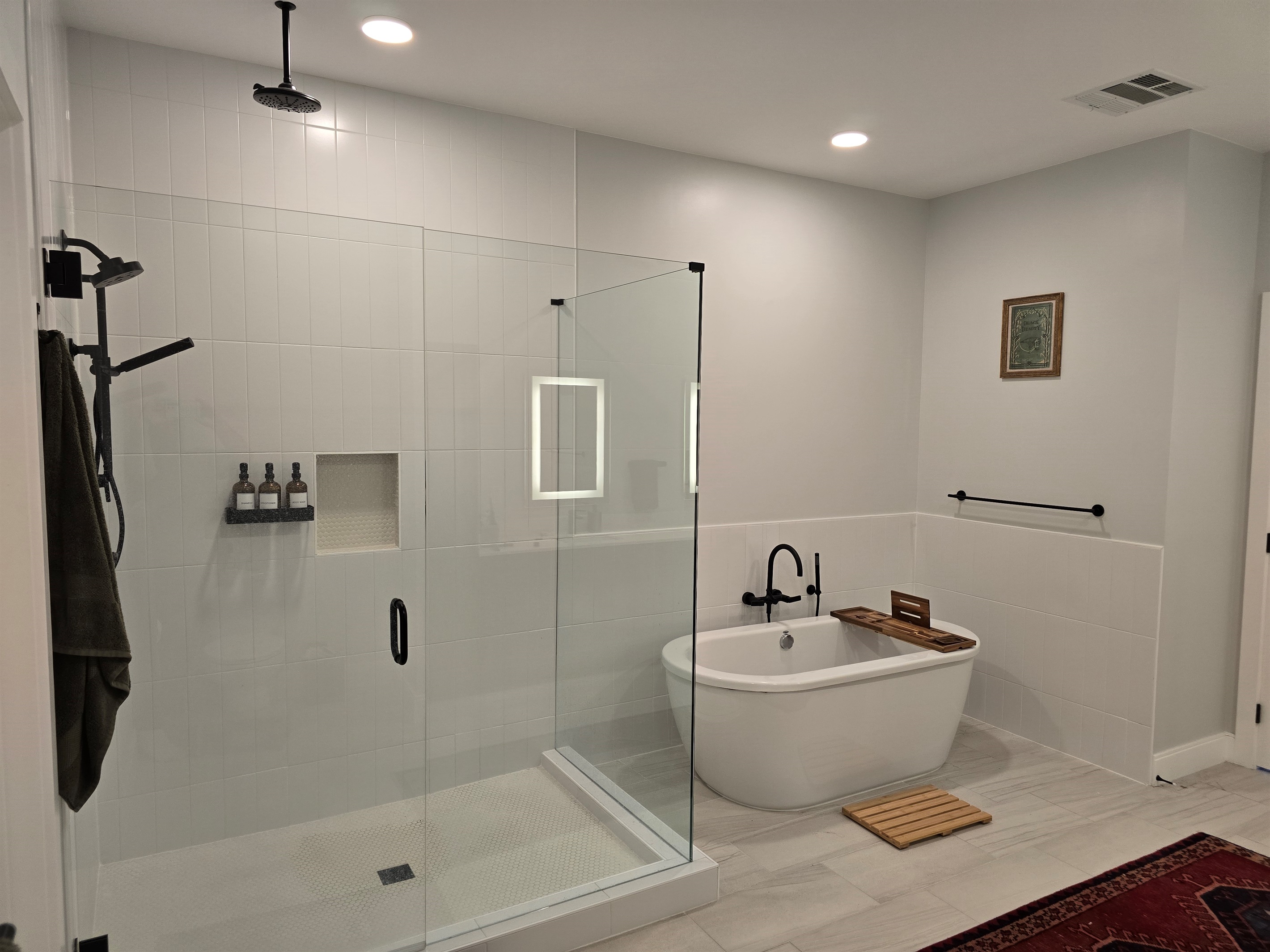 Spa experience soaking tub and premium shower
