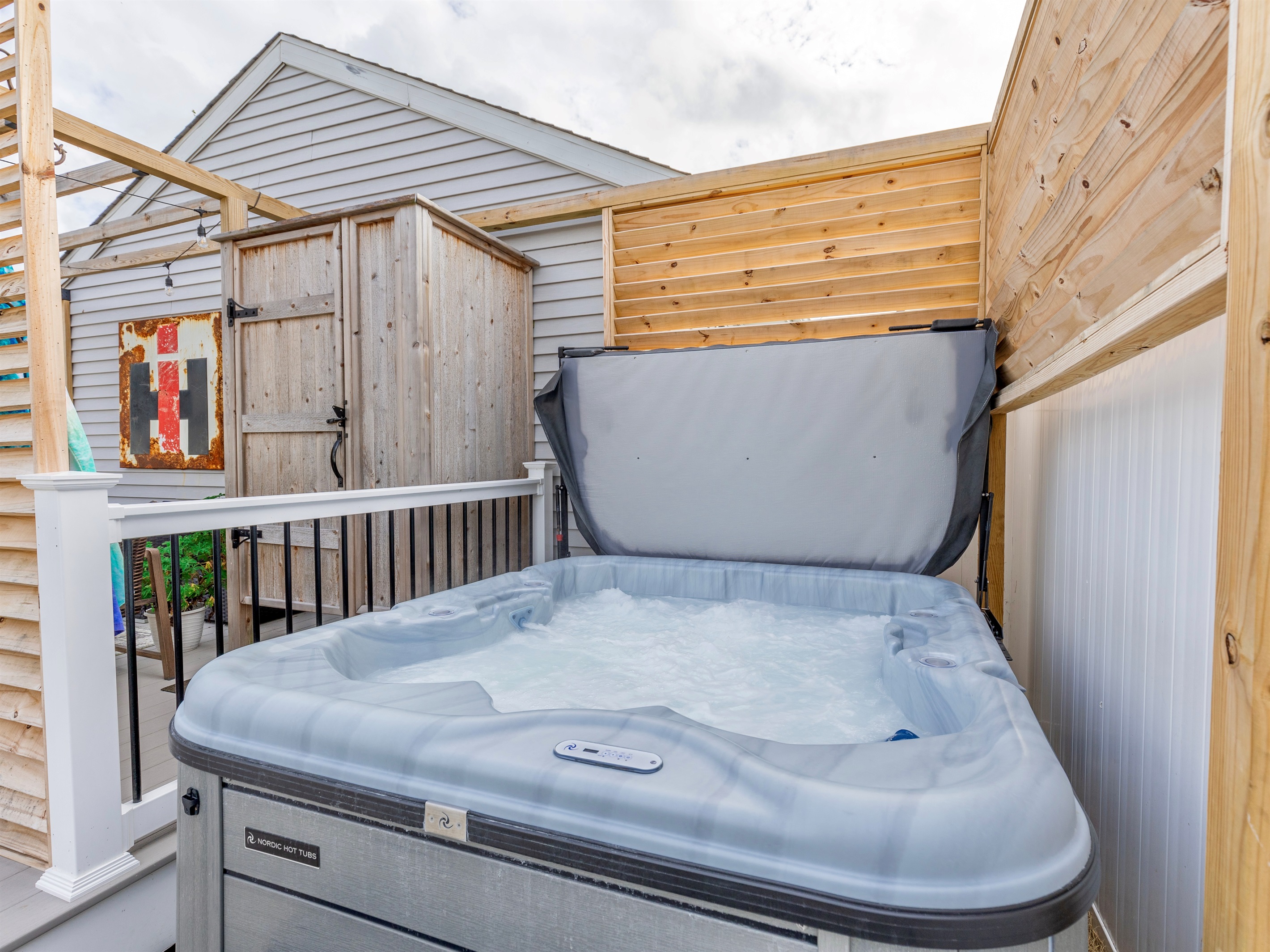 private hot tub and outdoor shower for nights under the stars