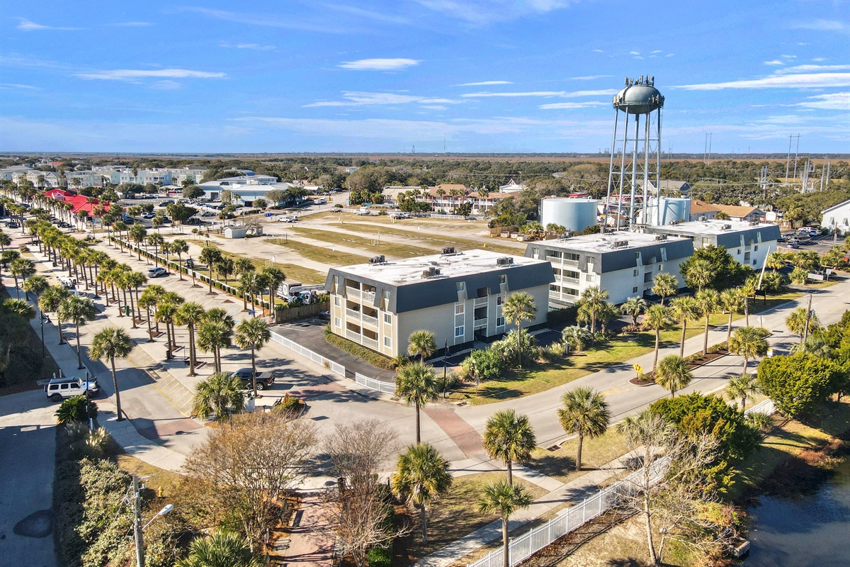 Aerial view of Complex | Beach Break | IOP Escapes Vacation Rentals | 1400 Ocean Blvd 106B, Isle of Palms SC