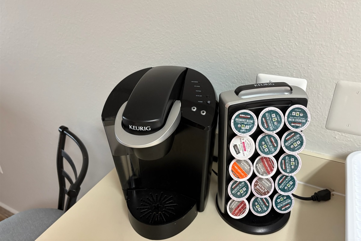 jump start your day with a cup of coffee from the Keurig coffee pot