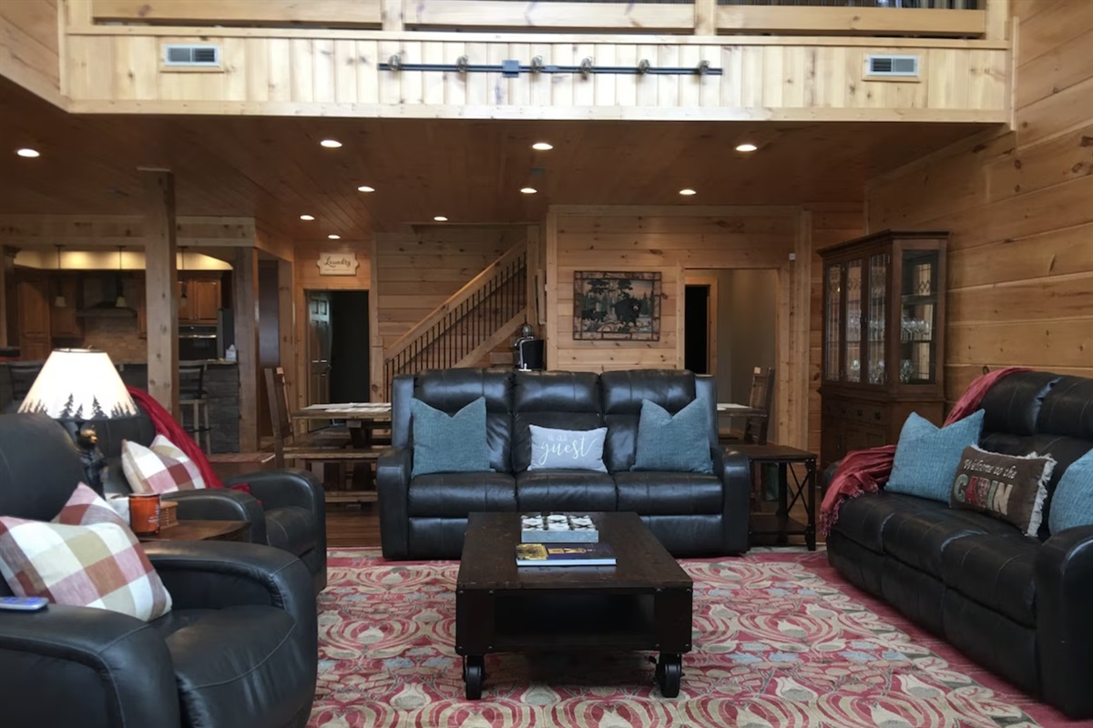 Plenty of seating options for watching tv at Soaring Eagle Chalet!