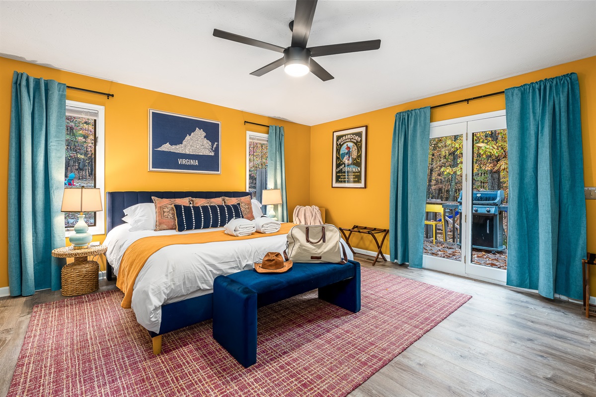 Bright, cheerful, and roomy — this primary suite is your cozy retreat after a full day of adventure.