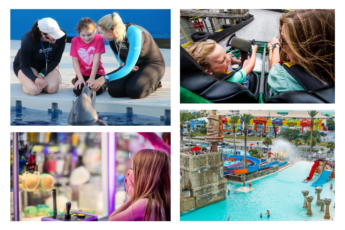 Family fun in Destin! Meet dolphins at Gulfarium Marine Adventure Park, race at The Track, win prizes at Fat Daddy&rsquo;s Arcade, and splash the day away at Big Kahuna&rsquo;s Water Park.