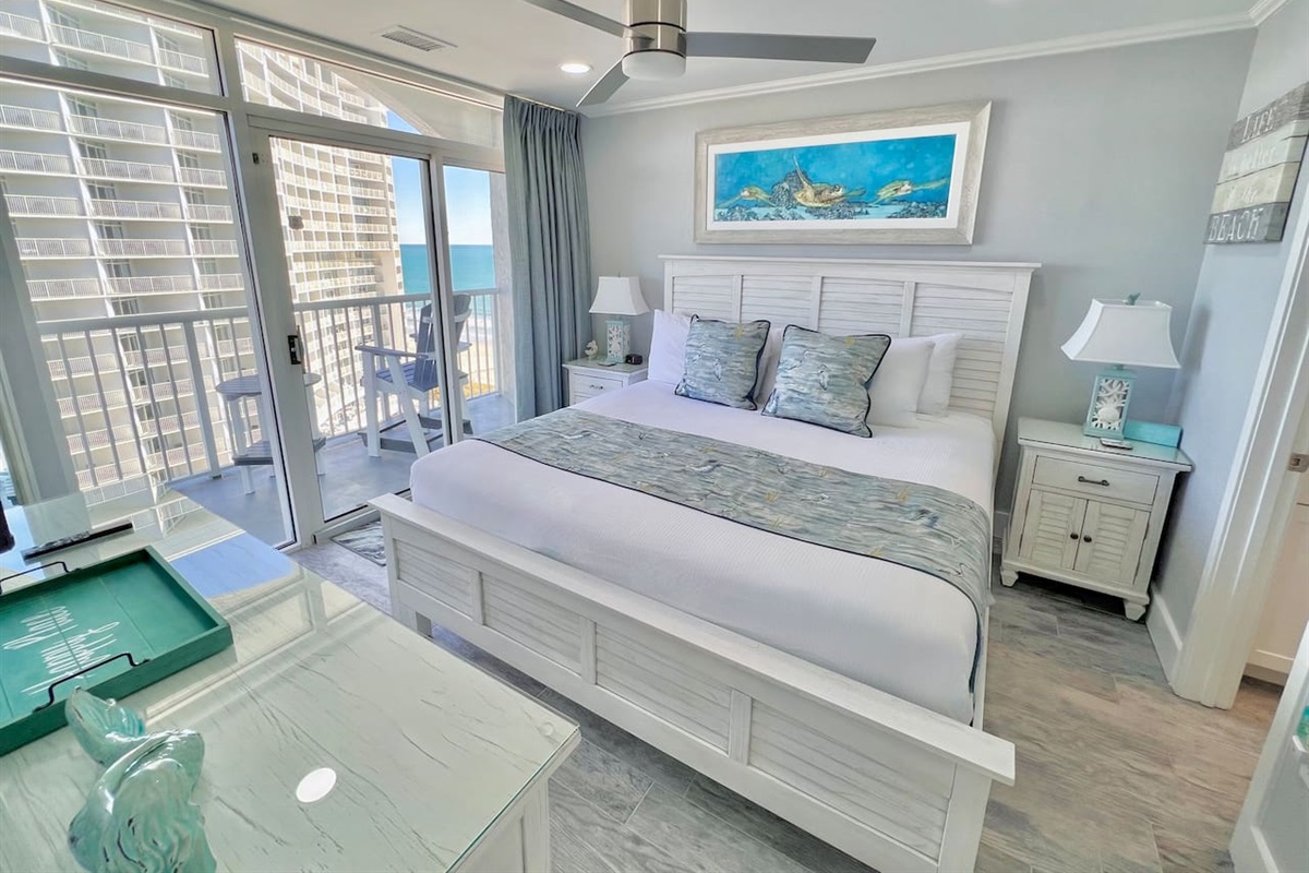 Master Bedroom King size Bed and Balcony Access