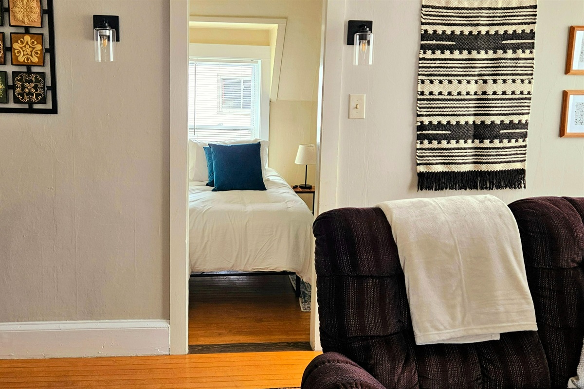 Extra twin bed off living room