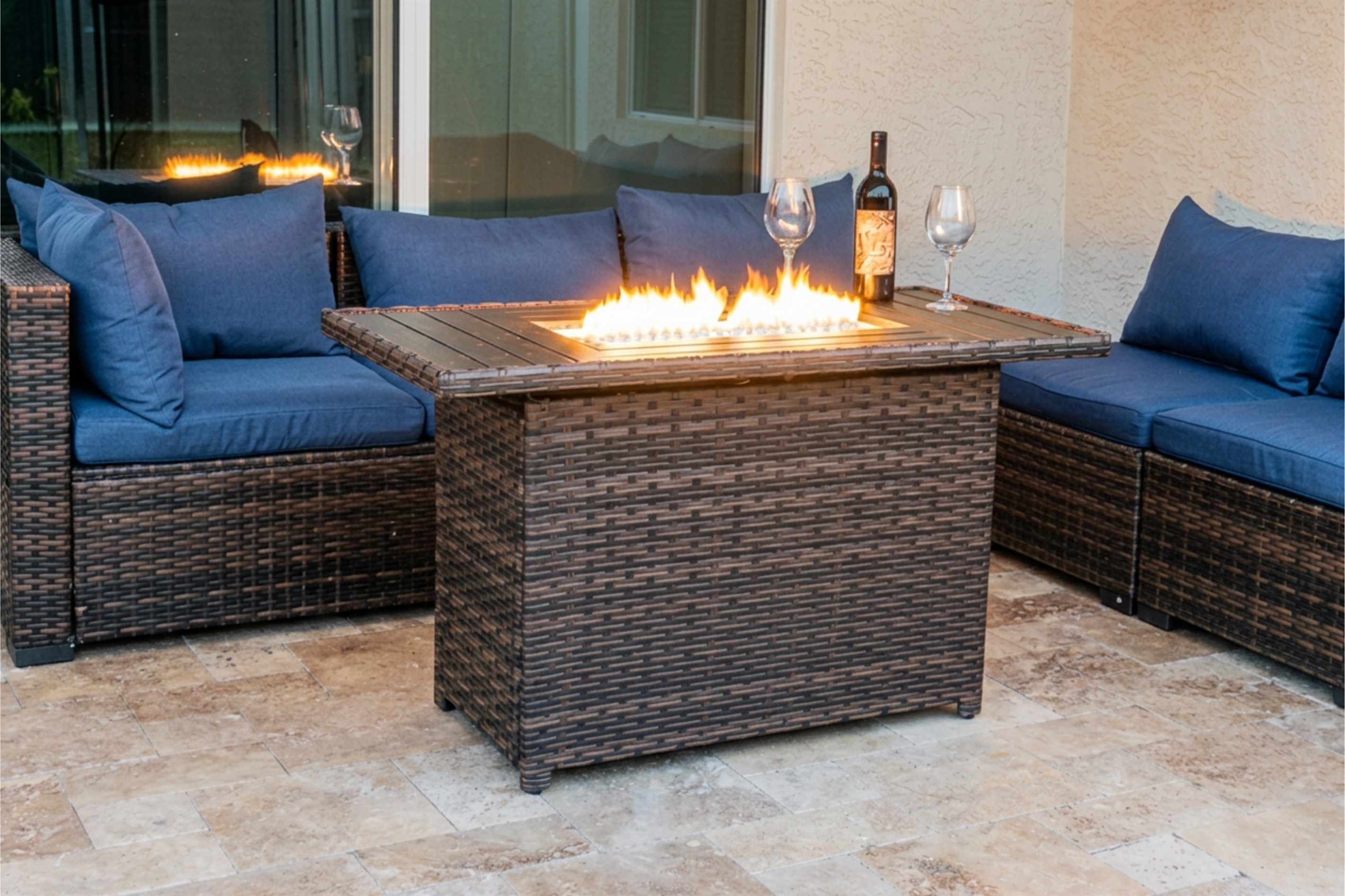 Enjoy a relaxing evening around the fire pit table.