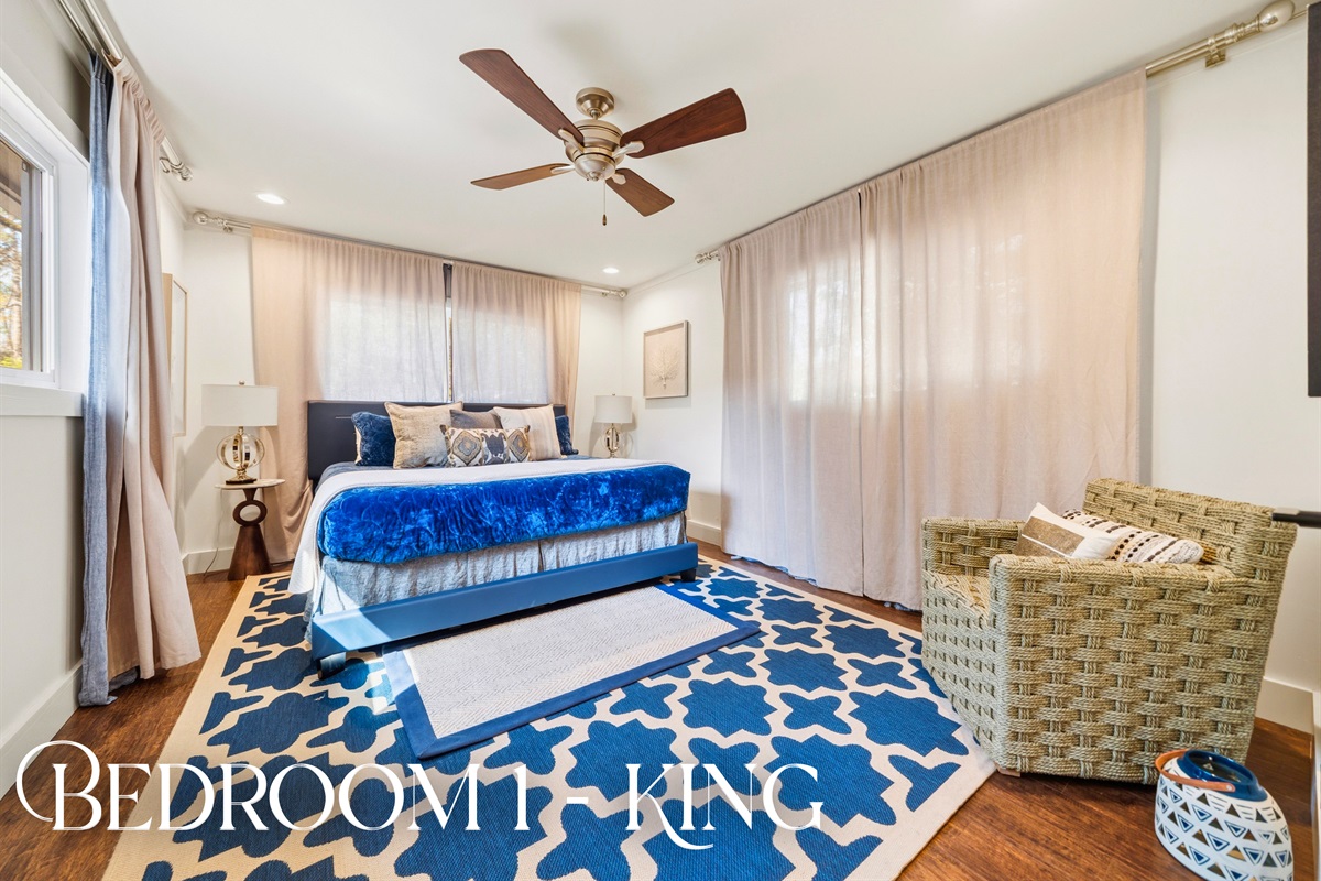 Retreat to this bedroom where soft linens, calming tones, and a comfortable layout create a peaceful space to relax and recharge at the end of the day.