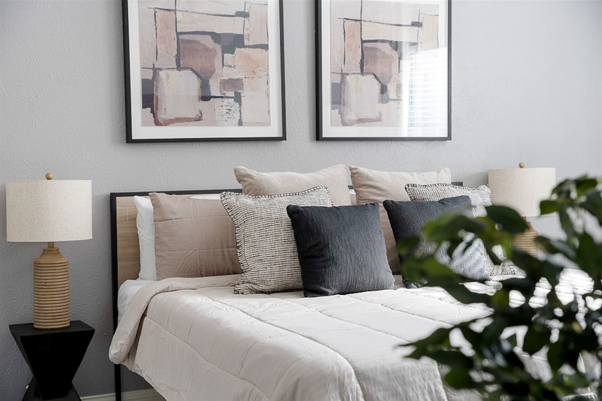 Find refreshment in the master bedroom with a king-sized bed and a private, attached bathroom for your ultimate comfort
