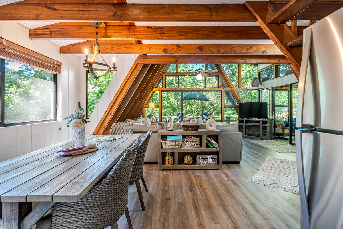 The open air feel of the Chalet is great for families to gather! Play games, eat, visit with the grandparents - it's where it's at and you can log some quality family time here