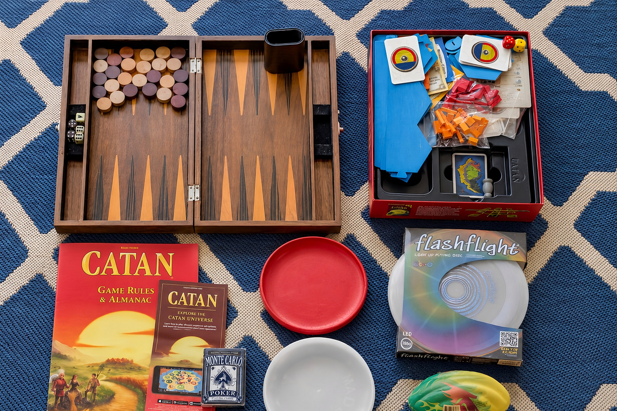 Game collection including classic board games and family-friendly entertainment for guests of all ages.