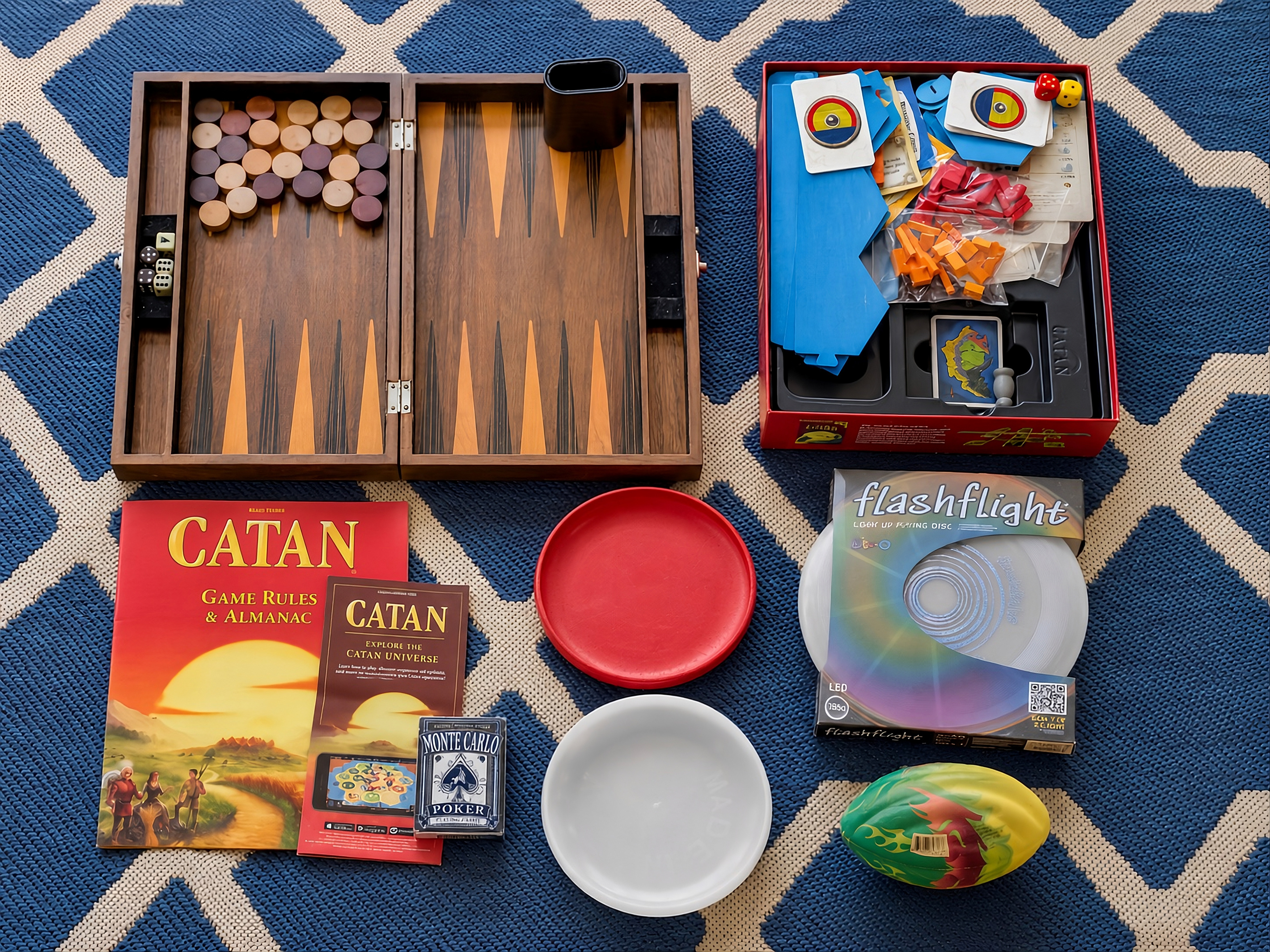 Game collection including classic board games and family-friendly entertainment for guests of all ages.